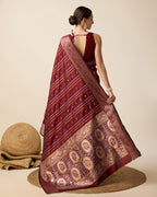 Maroon Pure Jacquard with Sona Chandi Zari – A Luxe Weave for Wedding & Festive Couture