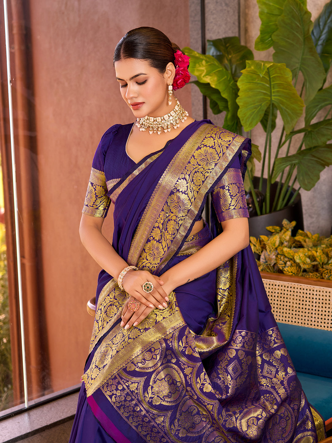 Purple Banarasi Elegance Redefined – Light, Luxurious & Perfect for Wedding Shenanigans