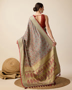 Grey Traditional Banarasi Silk Saree Perfect for Festive & Wedding Wear
