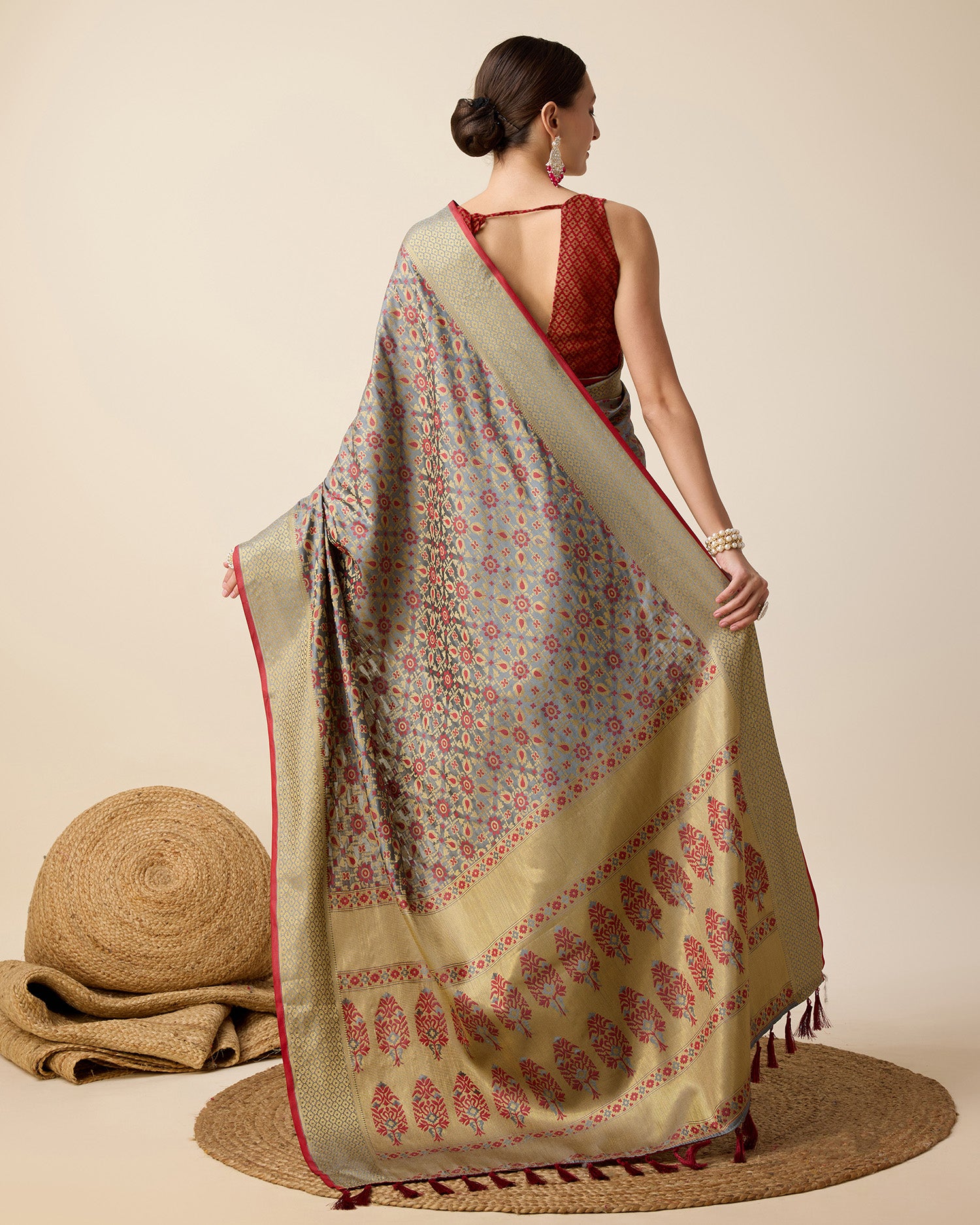 Grey Traditional Banarasi Silk Saree Perfect for Festive & Wedding Wear