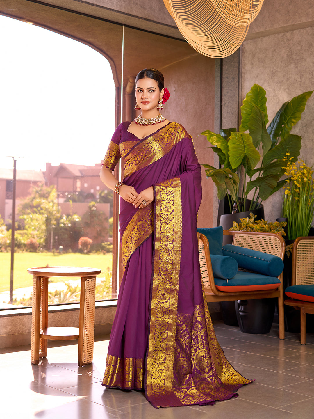 Wine Banarasi Elegance Redefined – Light, Luxurious & Perfect for Wedding Shenanigans