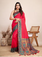 Be Wedding & Festive Ready with Our New PURE Jacquard Red Saree Collection