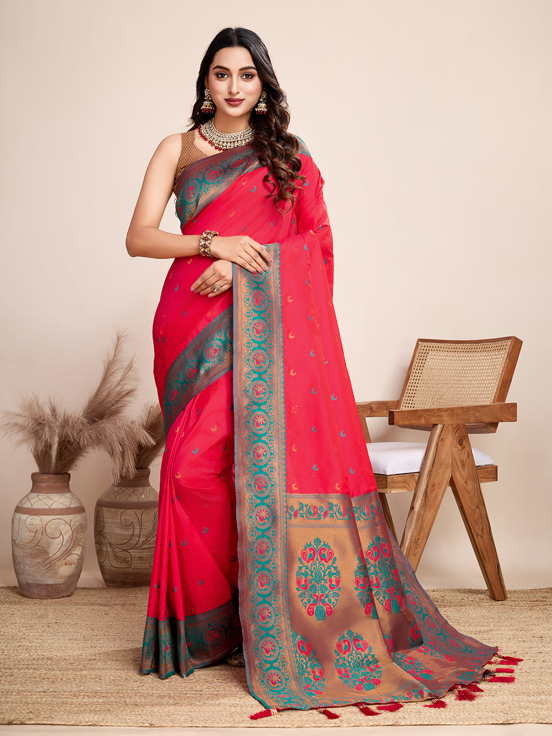 Be Wedding & Festive Ready with Our New PURE Jacquard Red Saree Collection