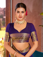Purple Banarasi Elegance Redefined – Light, Luxurious & Perfect for Wedding Shenanigans
