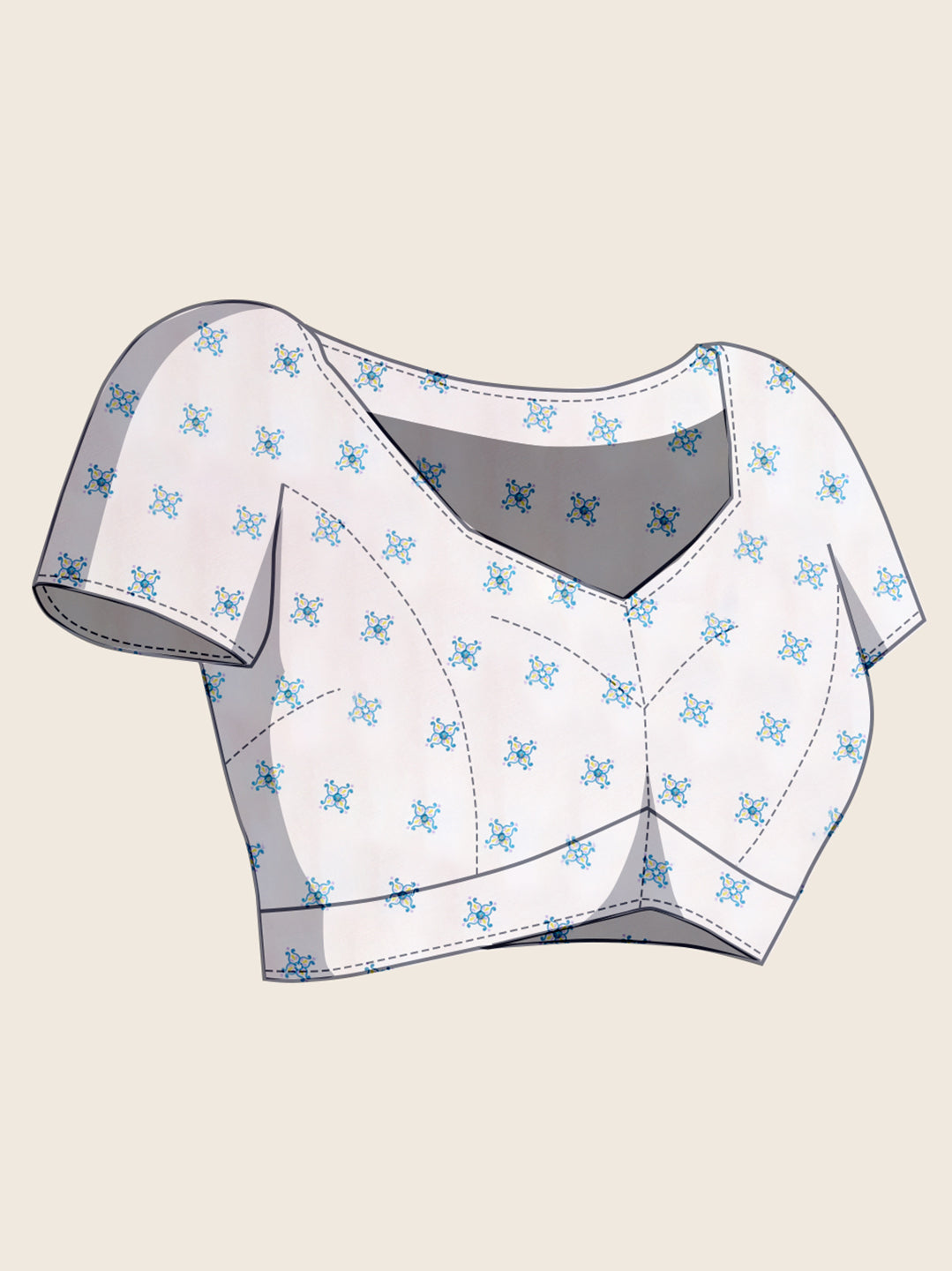 Blue & White Semi-Cotton Saree with Zari Border – Soft, Traditional & Elegant