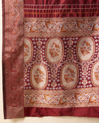 Maroon Pure Jacquard with Sona Chandi Zari – A Luxe Weave for Wedding & Festive Couture