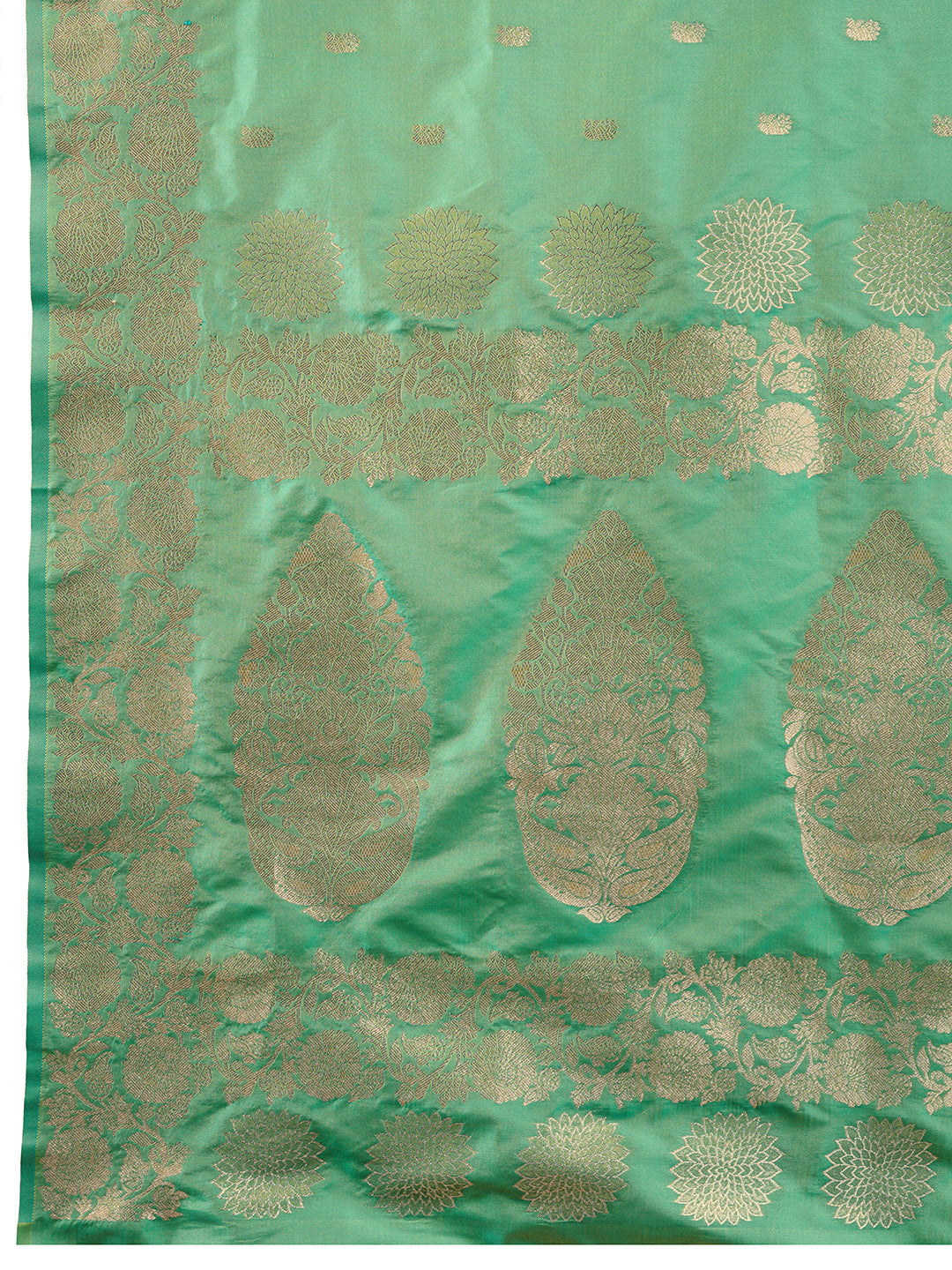 Green Soft Banarasi Silk Saree Featuring Meenakari Zari Weaving & Tassels on Pallu