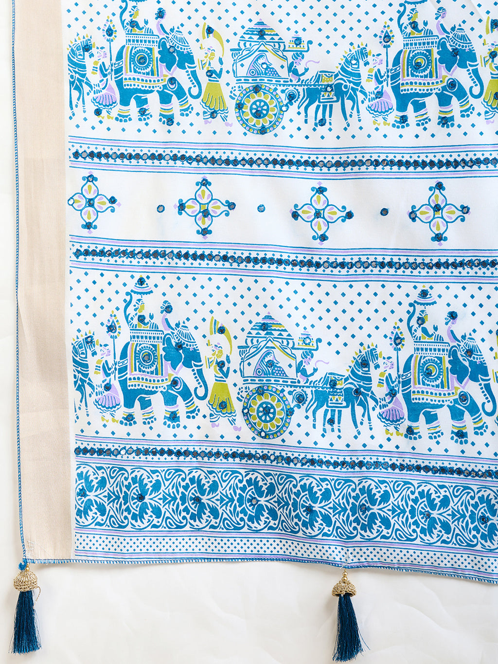 Blue & White Semi-Cotton Saree with Zari Border – Soft, Traditional & Elegant