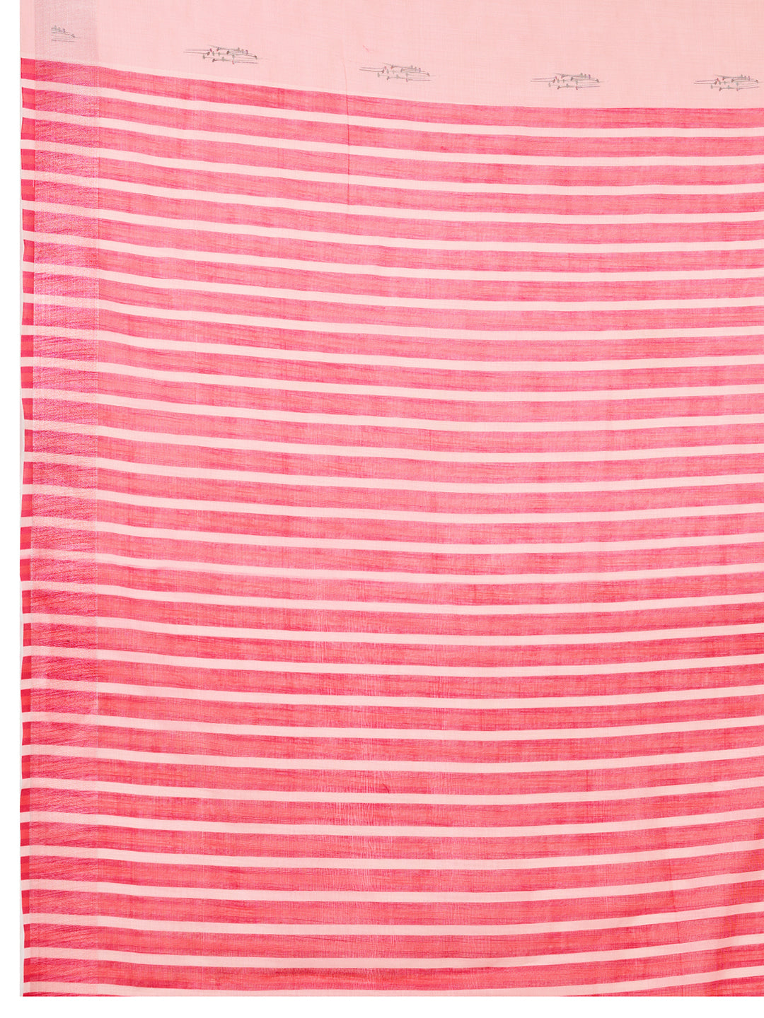 Women's Baby Pink Linen Saree with Jari Border and Blouse – Printed All Over Design