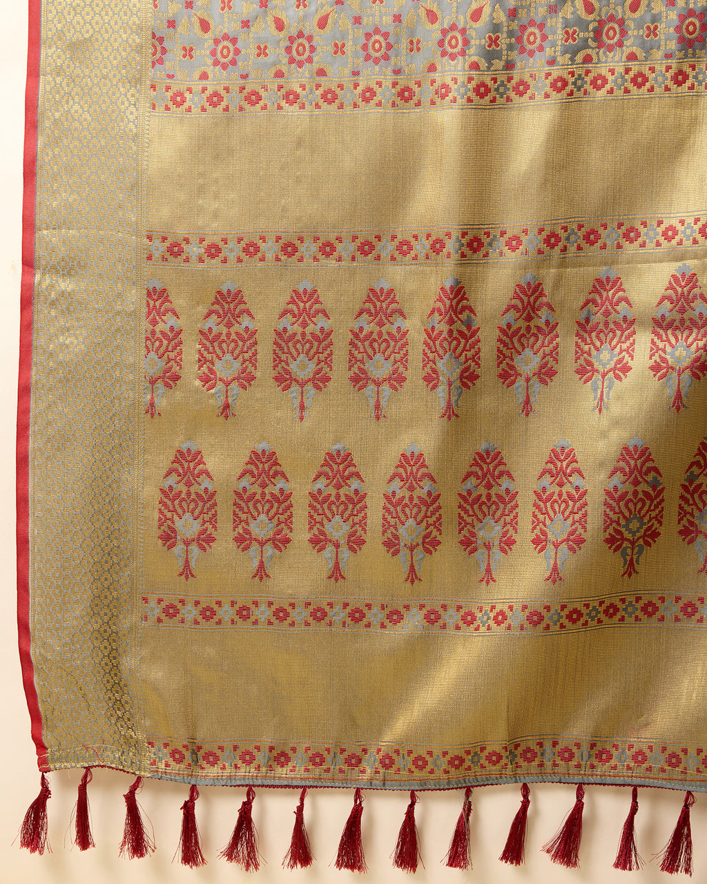 Grey Traditional Banarasi Silk Saree Perfect for Festive & Wedding Wear
