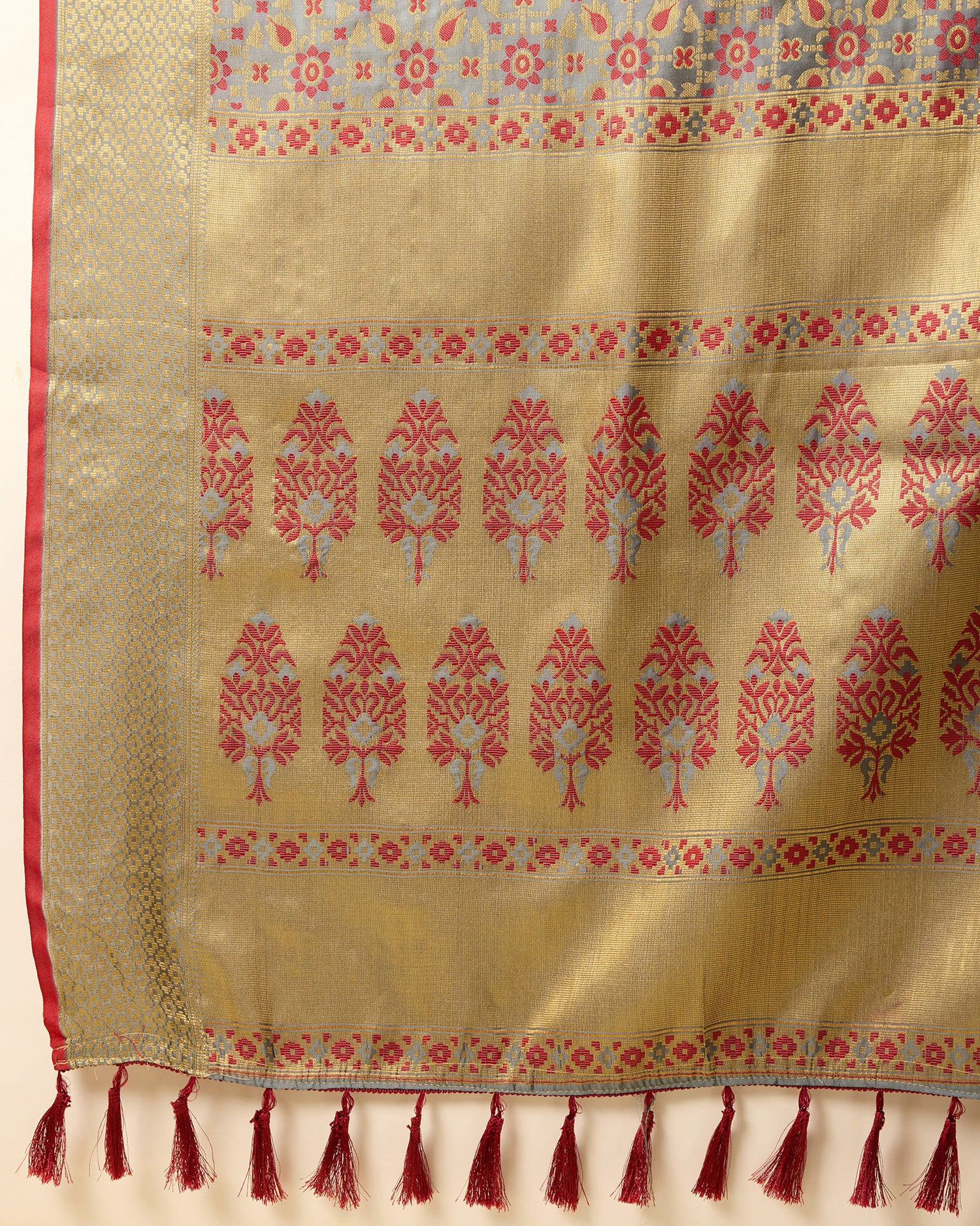 Grey Traditional Banarasi Silk Saree Perfect for Festive & Wedding Wear