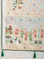 White Pure Jacquard with Sona Chandi Zari – A Luxe Weave for Wedding & Festive Couture