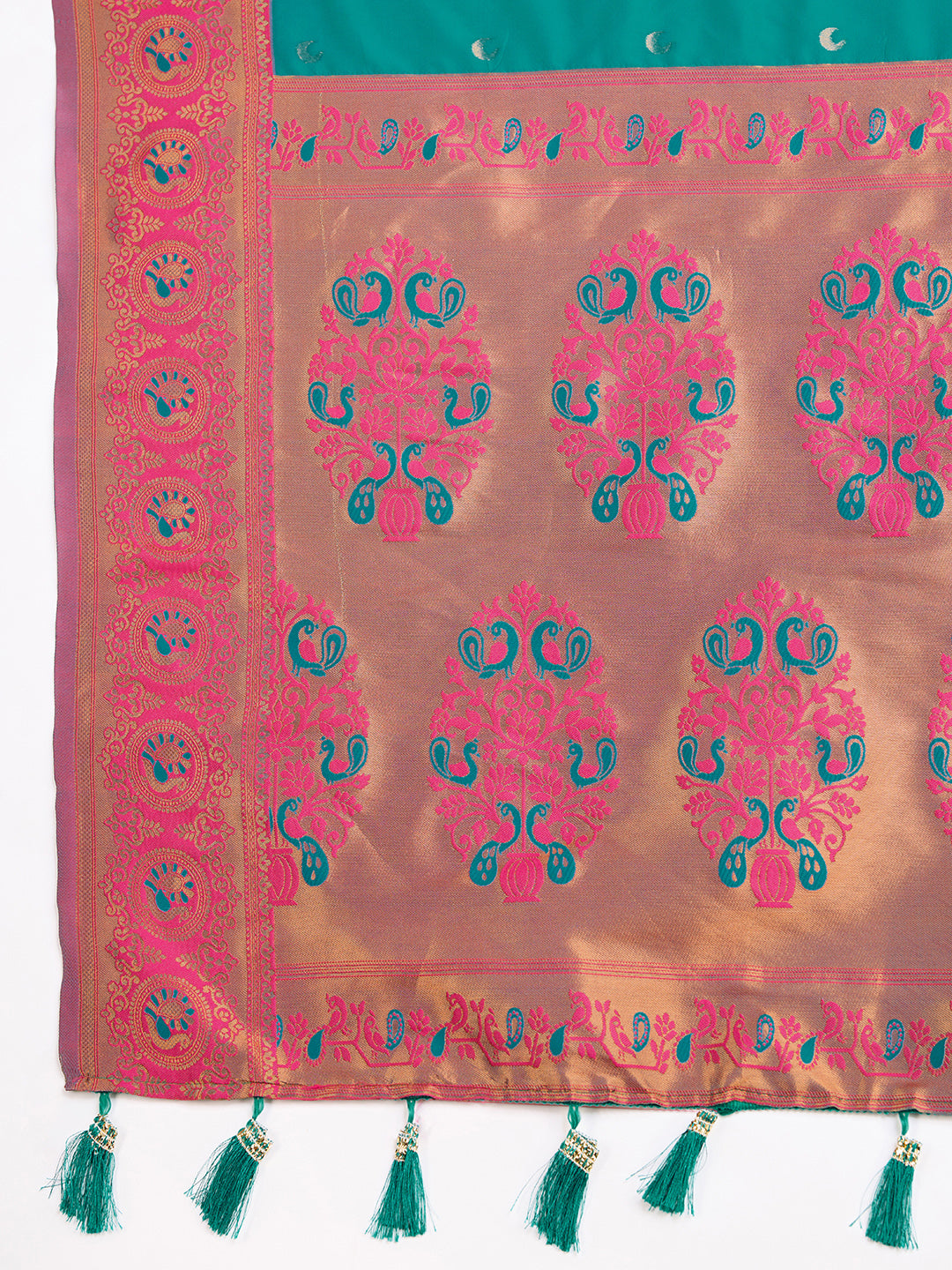Be Wedding & Festive Ready with Our New PURE Jacquard Rama green Saree Collection