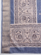 Soft, Breathable & Celebration-Ready: Semi Cotton Grey Sarees with Butti & Jacquard Elegance