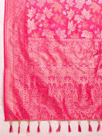 Pink Pure Silk Saree with Double Zari Weaving & Soft Zari Border