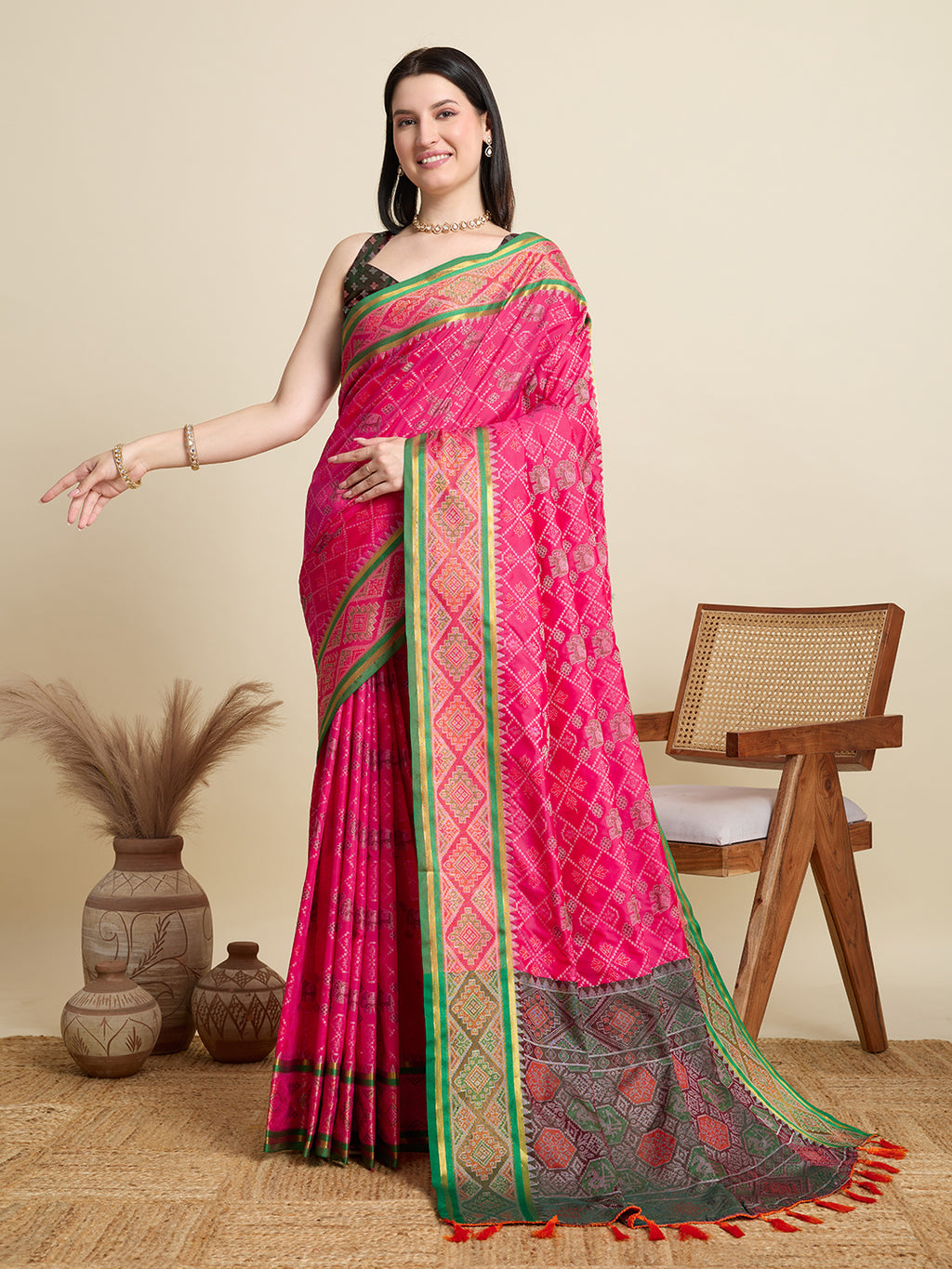 Banarasi Elegance in Breathable Semi Silk  Pink Saree –For All Wedding Celebrations