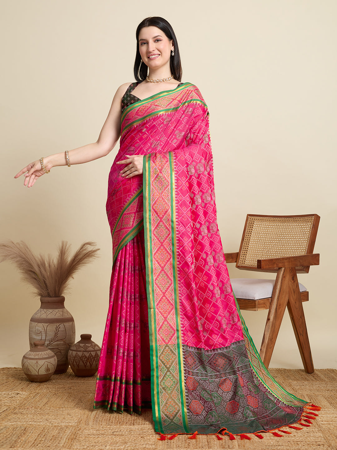 Banarasi Elegance in Breathable Semi Silk  Pink Saree –For All Wedding Celebrations