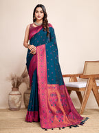 Be Wedding & Festive Ready with Our New PURE Jacquard Blue Saree Collection