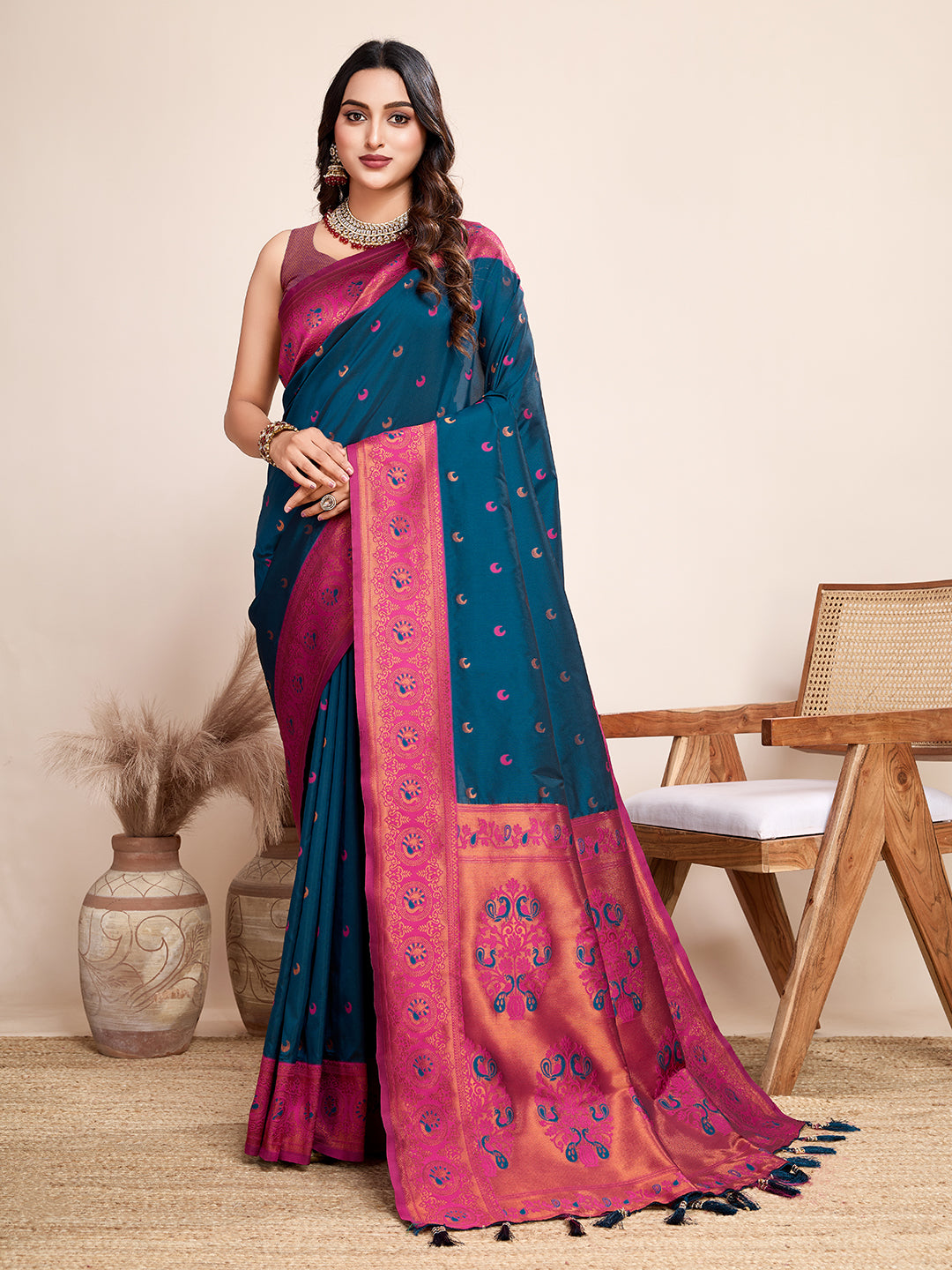 Be Wedding & Festive Ready with Our New PURE Jacquard Blue Saree Collection