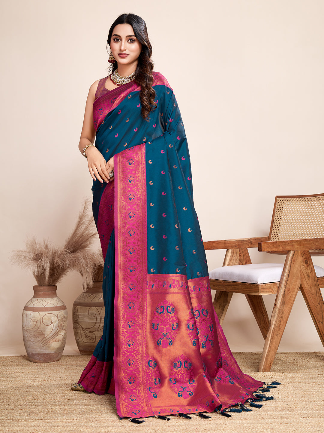 Be Wedding & Festive Ready with Our New PURE Jacquard Blue Saree Collection