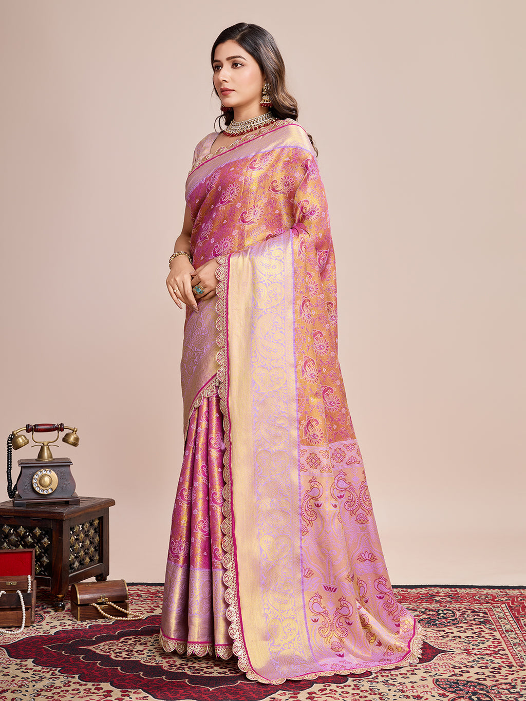 Tradition in Every Thread: Exquisite Kanjivaram Silk Pink  Saree Collection