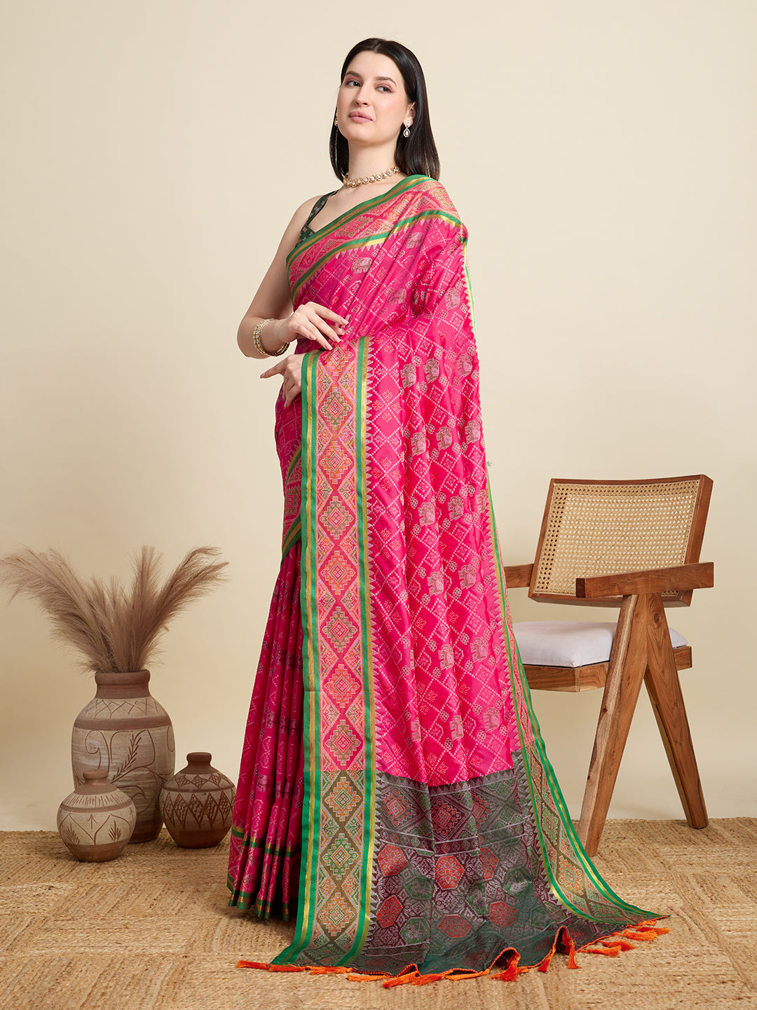 Banarasi Elegance in Breathable Semi Silk  Pink Saree –For All Wedding Celebrations
