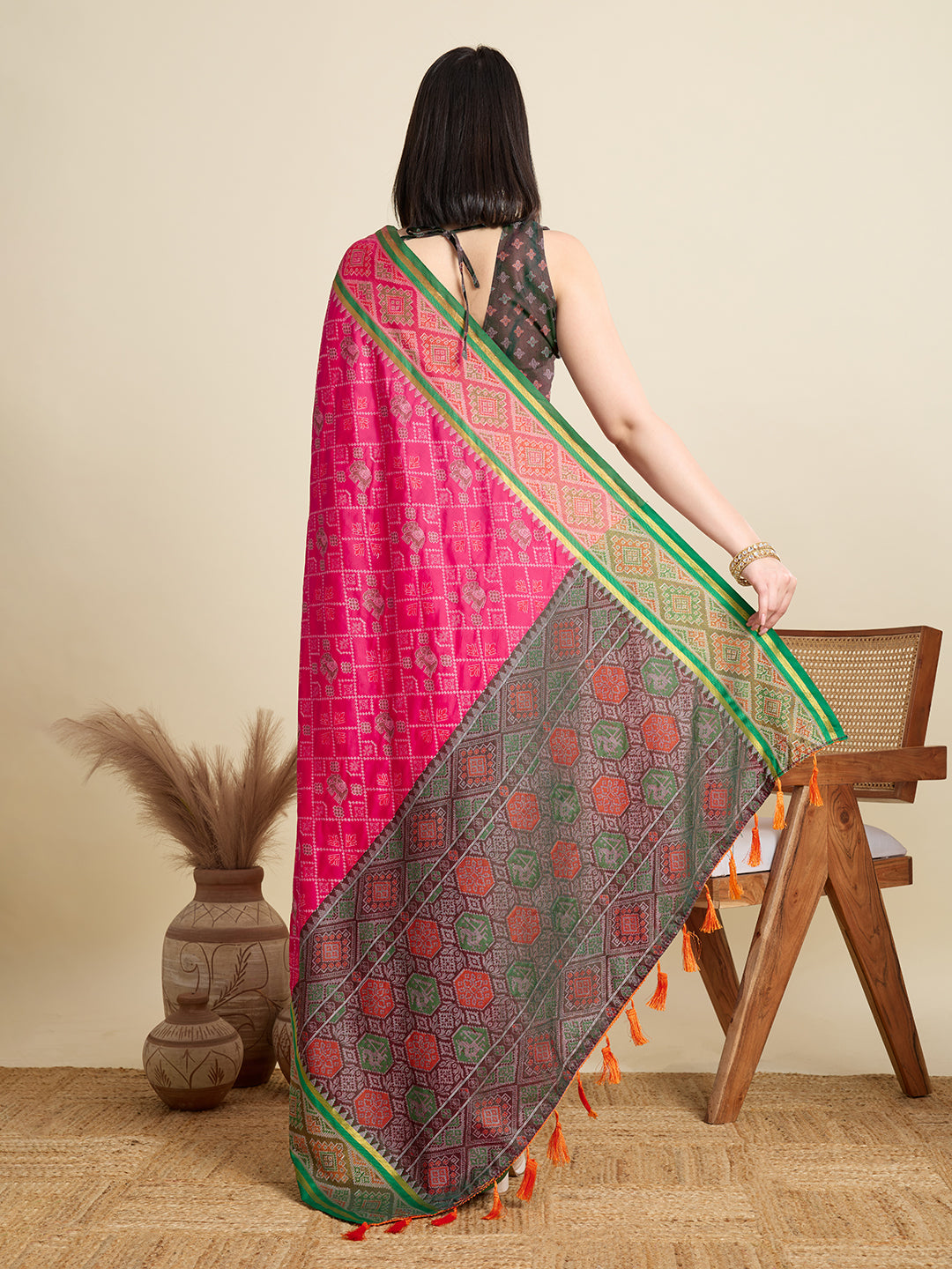 Banarasi Elegance in Breathable Semi Silk  Pink Saree –For All Wedding Celebrations