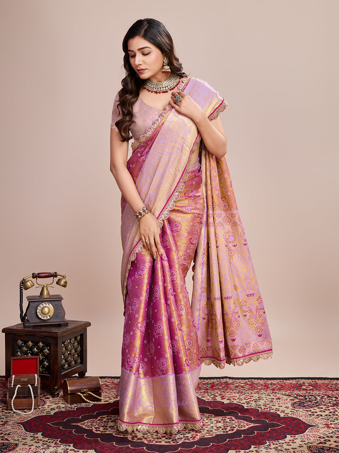 Tradition in Every Thread: Exquisite Kanjivaram Silk Pink  Saree Collection