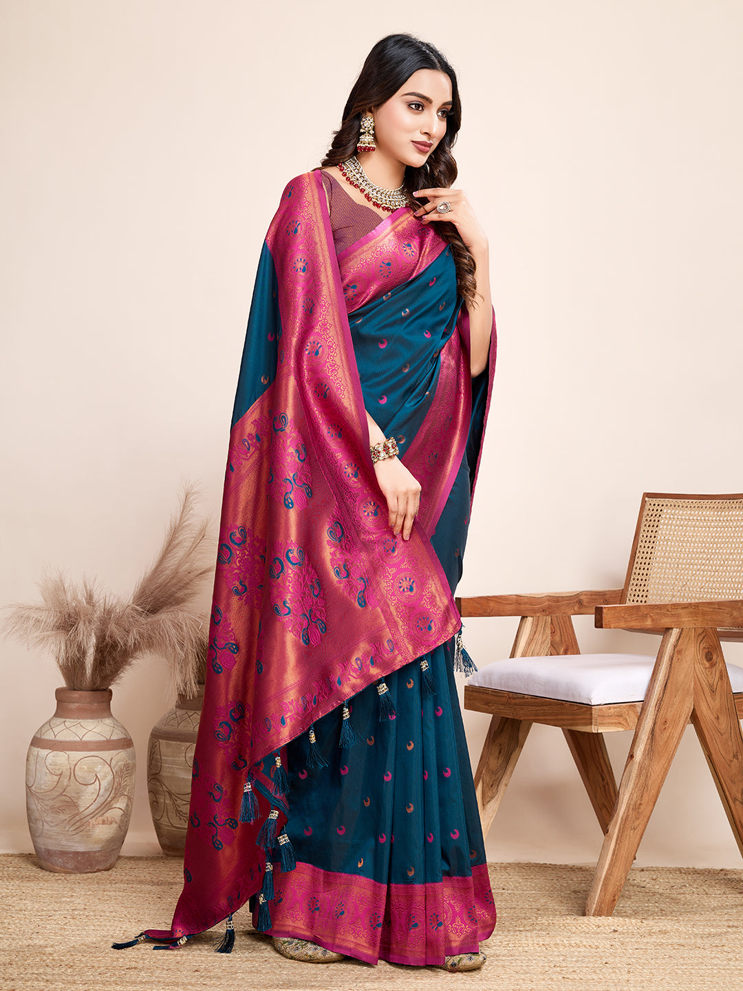 Be Wedding & Festive Ready with Our New PURE Jacquard Blue Saree Collection