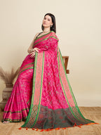 Banarasi Elegance in Breathable Semi Silk  Pink Saree –For All Wedding Celebrations