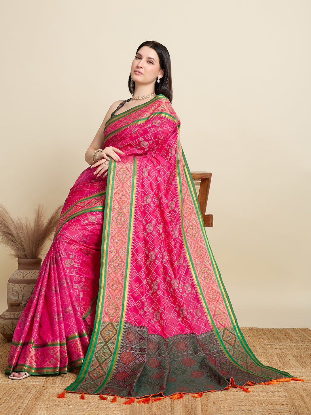 Banarasi Elegance in Breathable Semi Silk  Pink Saree –For All Wedding Celebrations