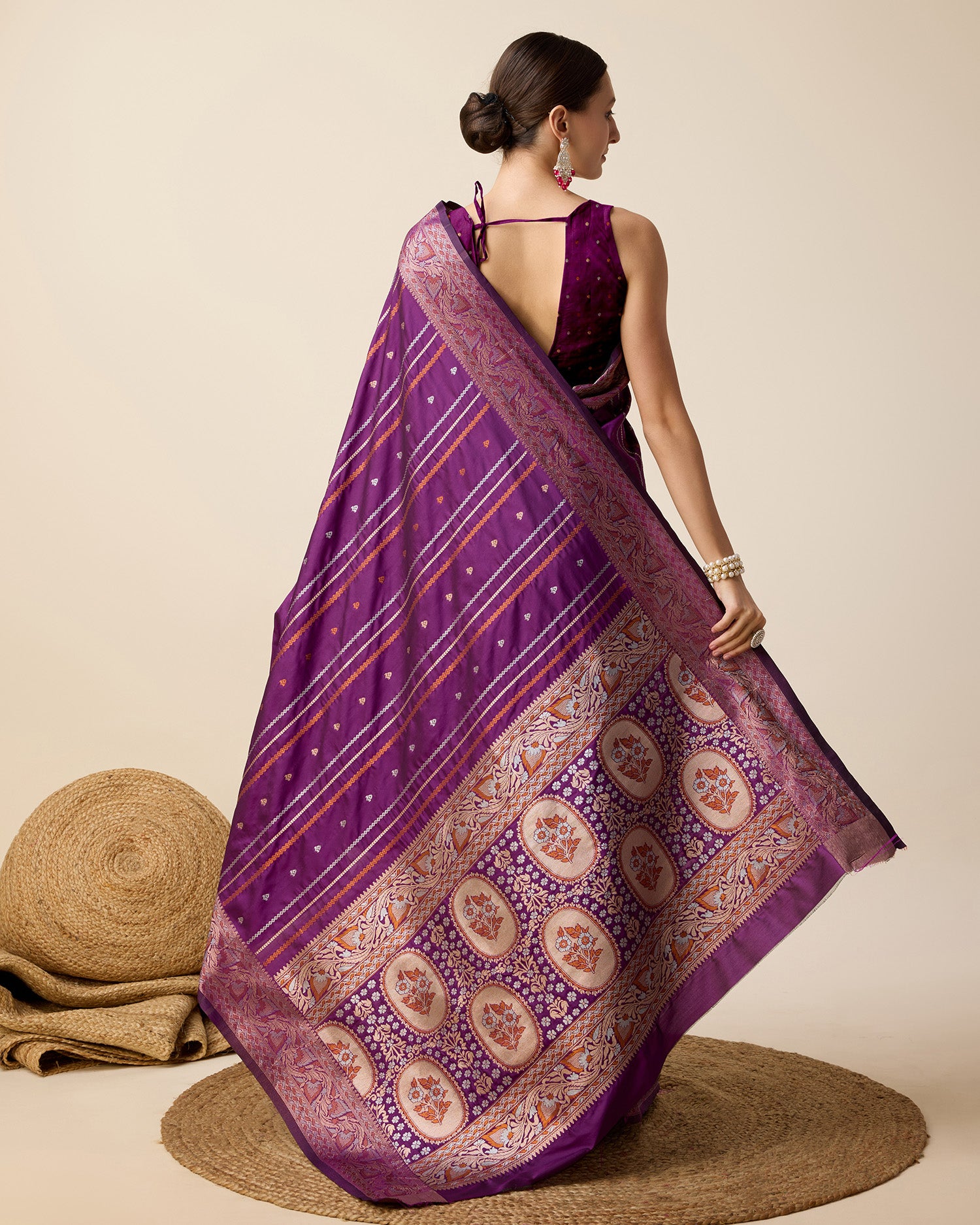 Wine Pure Jacquard with Sona Chandi Zari – A Luxe Weave for Wedding & Festive Couture