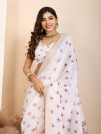 Pink Semi-Cotton Saree with Zari Border – Soft, Traditional & Elegant