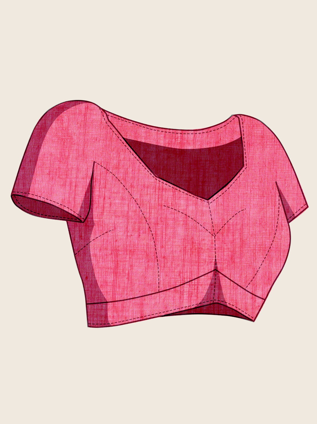 Women's Pink Color Linen Saree with Jari Border and Blouse – Printed All Over Designer