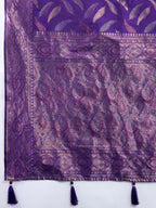 Pure Silk Purple  Saree with Double Zari Weaving & Contrast Rich Pallu