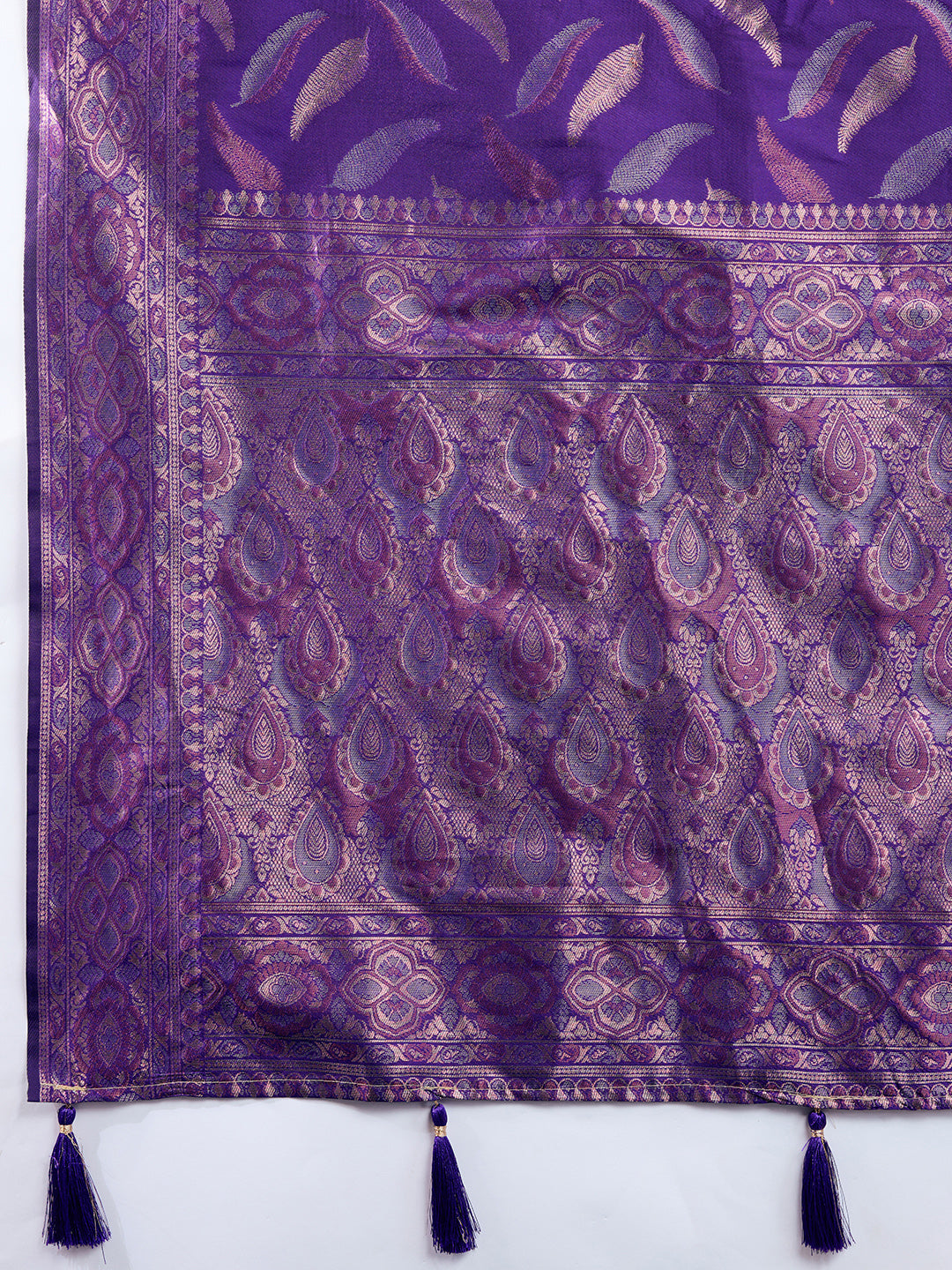 Pure Silk Purple  Saree with Double Zari Weaving & Contrast Rich Pallu