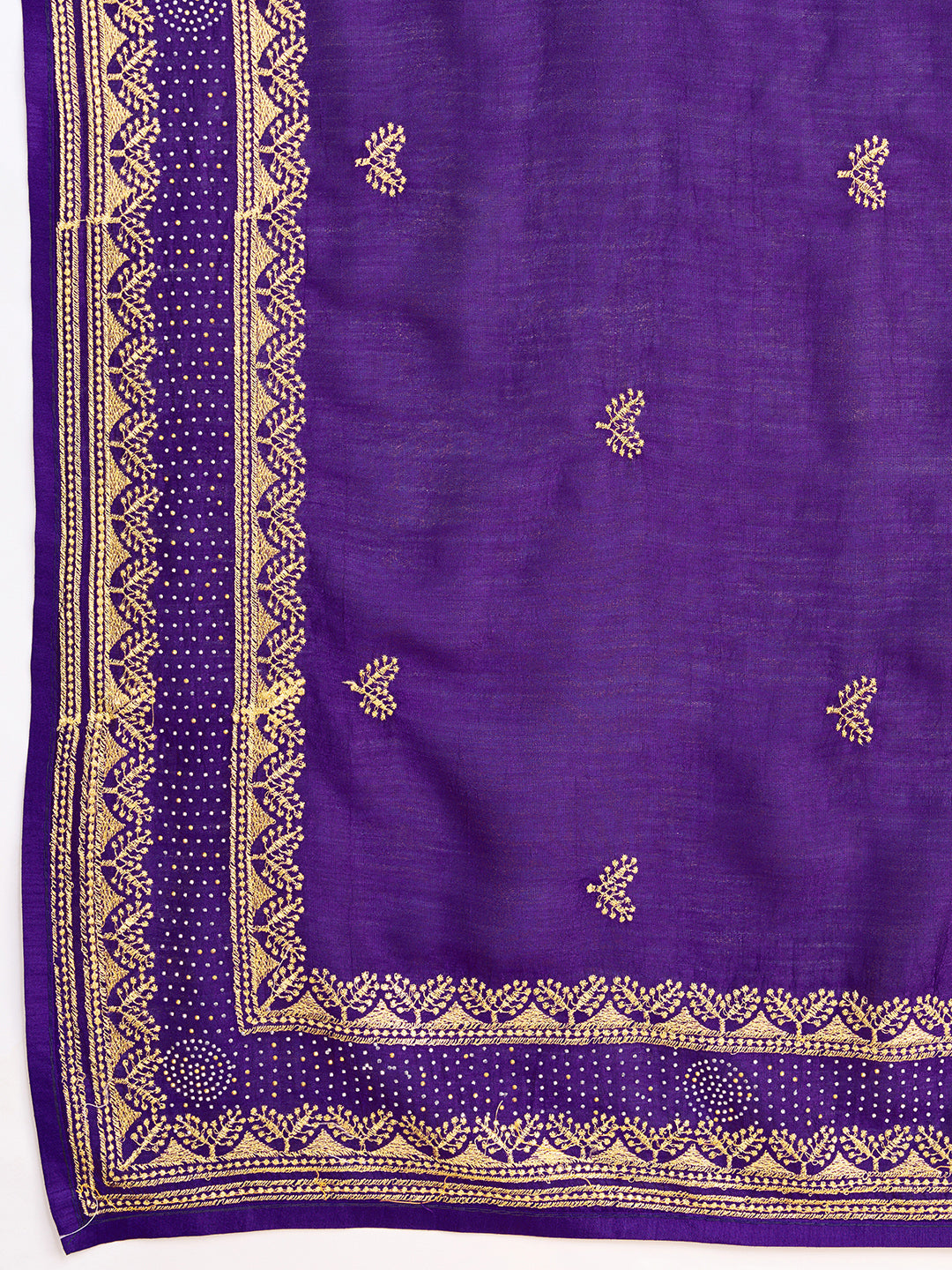 Soft Vichitra Silk Purple Saree with Intricate Multicolor Floral Work & Coordinated Embroidered