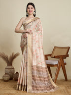 Soft, Breathable & Celebration-Ready: Semi Cotton Beige Sarees with Butti & Jacquard Elegance