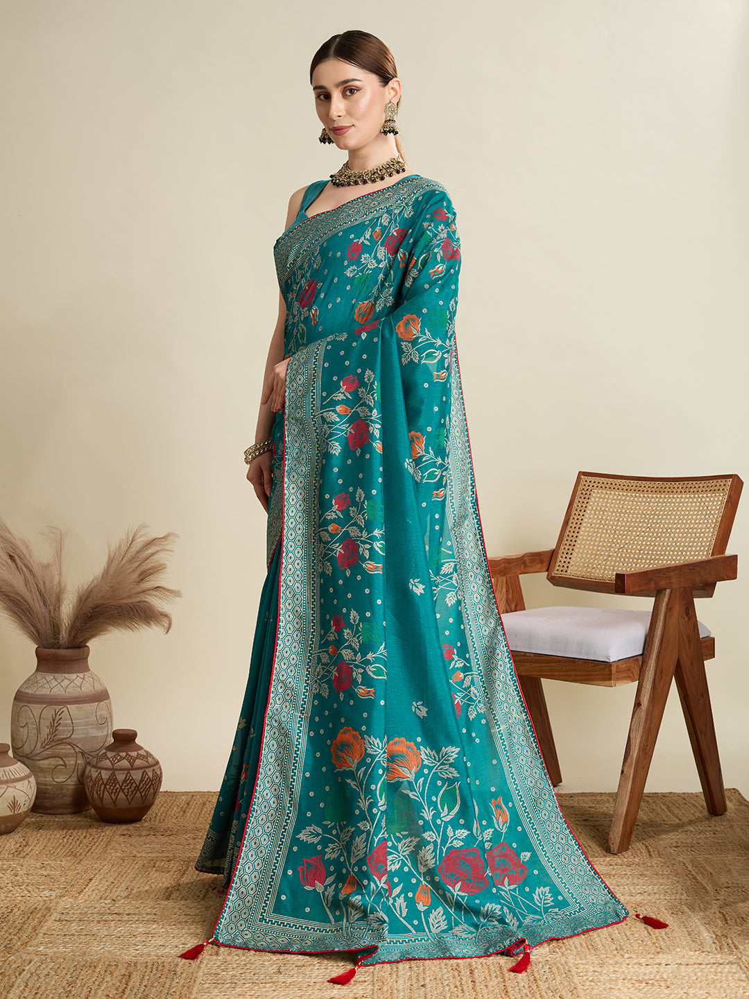 Blue Soft, Stylish & Wedding-Ready: Breathable Cotton Saree for Women