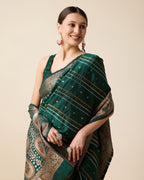 Green Pure Jacquard with Sona Chandi Zari – A Luxe Weave for Wedding & Festive Couture