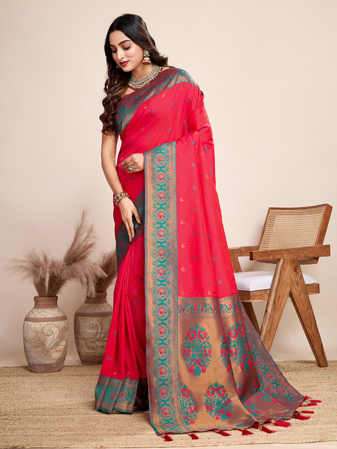 Be Wedding & Festive Ready with Our New PURE Jacquard Red Saree Collection