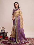 Tradition in Every Thread: Exquisite Kanjivaram Silk Lavender Biege  Saree Collection