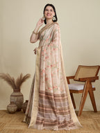Soft, Breathable & Celebration-Ready: Semi Cotton Beige Sarees with Butti & Jacquard Elegance