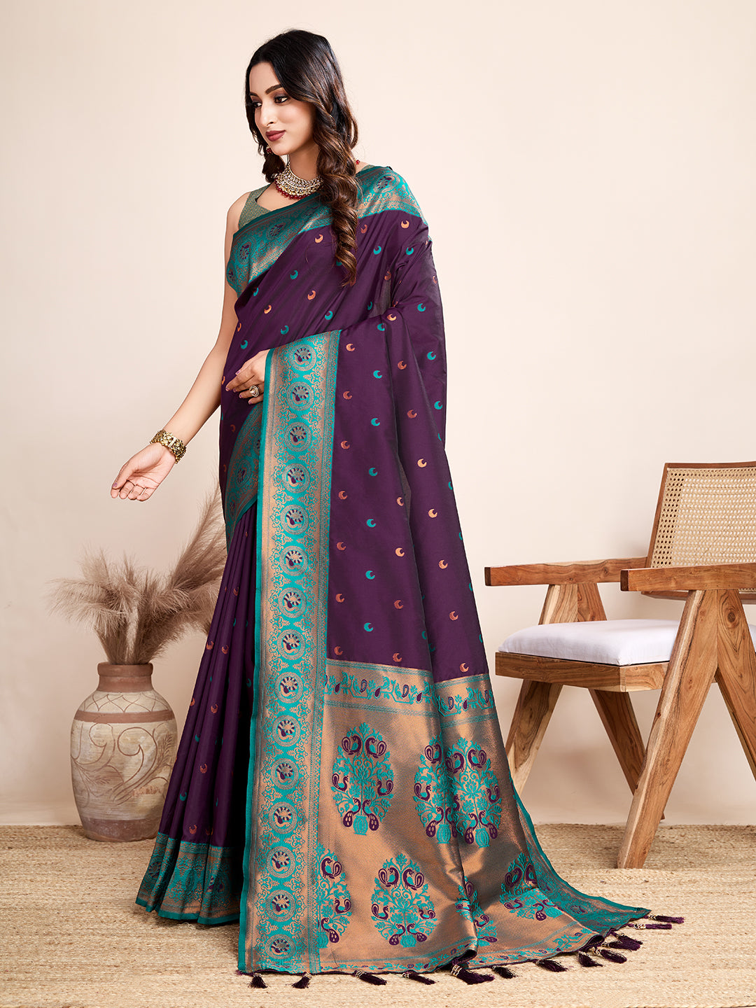 Be Wedding & Festive Ready with Our New PURE Jacquard Wine Saree Collection