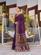 Soft, Stylish & Wedding-Perfect: Cotton Purple Sarees for Big & Intimate Weddings