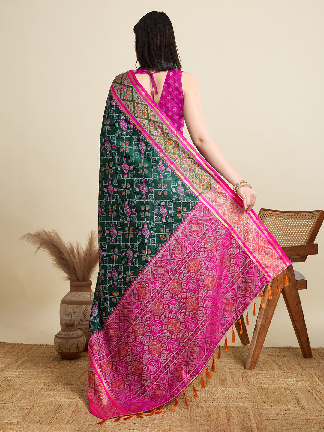 Banarasi Elegance in Breathable Semi Silk Green Saree –For All Wedding Celebrations