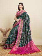 Banarasi Elegance in Breathable Semi Silk Green Saree –For All Wedding Celebrations