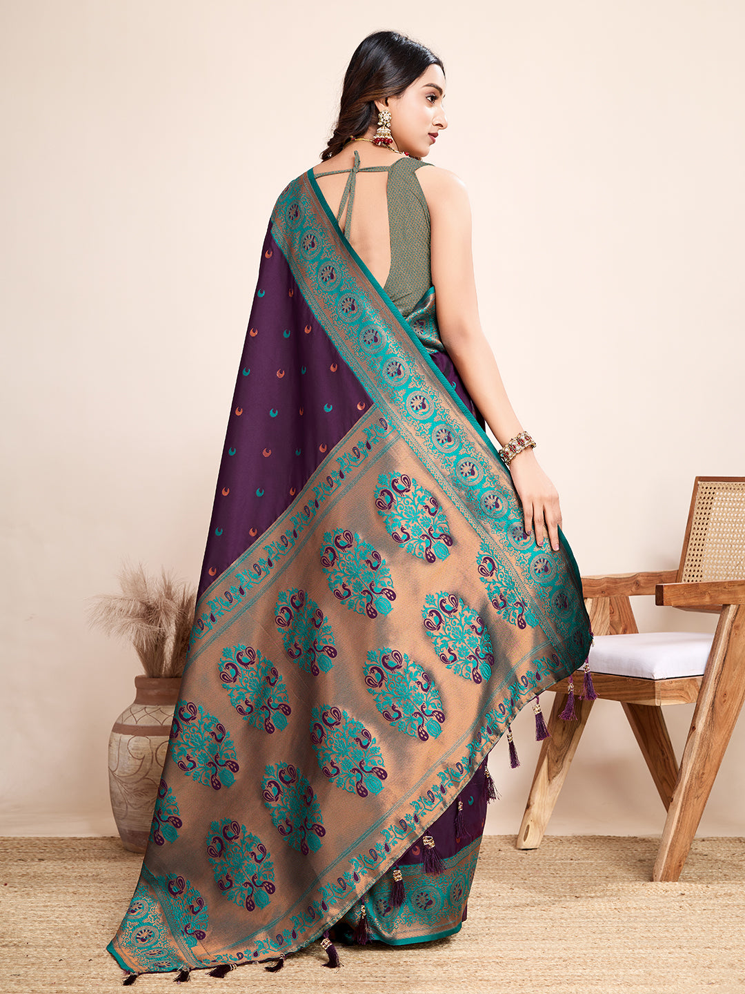 Be Wedding & Festive Ready with Our New PURE Jacquard Wine Saree Collection
