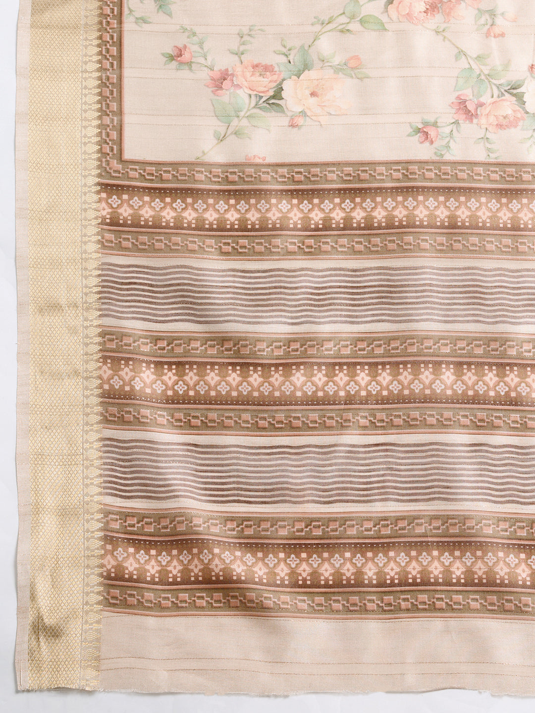 Soft, Breathable & Celebration-Ready: Semi Cotton Beige Sarees with Butti & Jacquard Elegance
