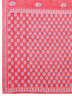Women's Red Color Linen Saree with Jari Border and Blouse – Printed All Over Designer